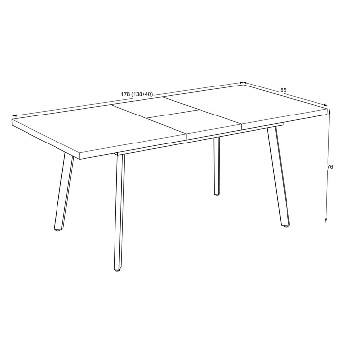 שולחן אוכל נפתח דגם-לילך אלון מבוקע Lilach 138+40cm